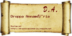 Droppa Annamária névjegykártya